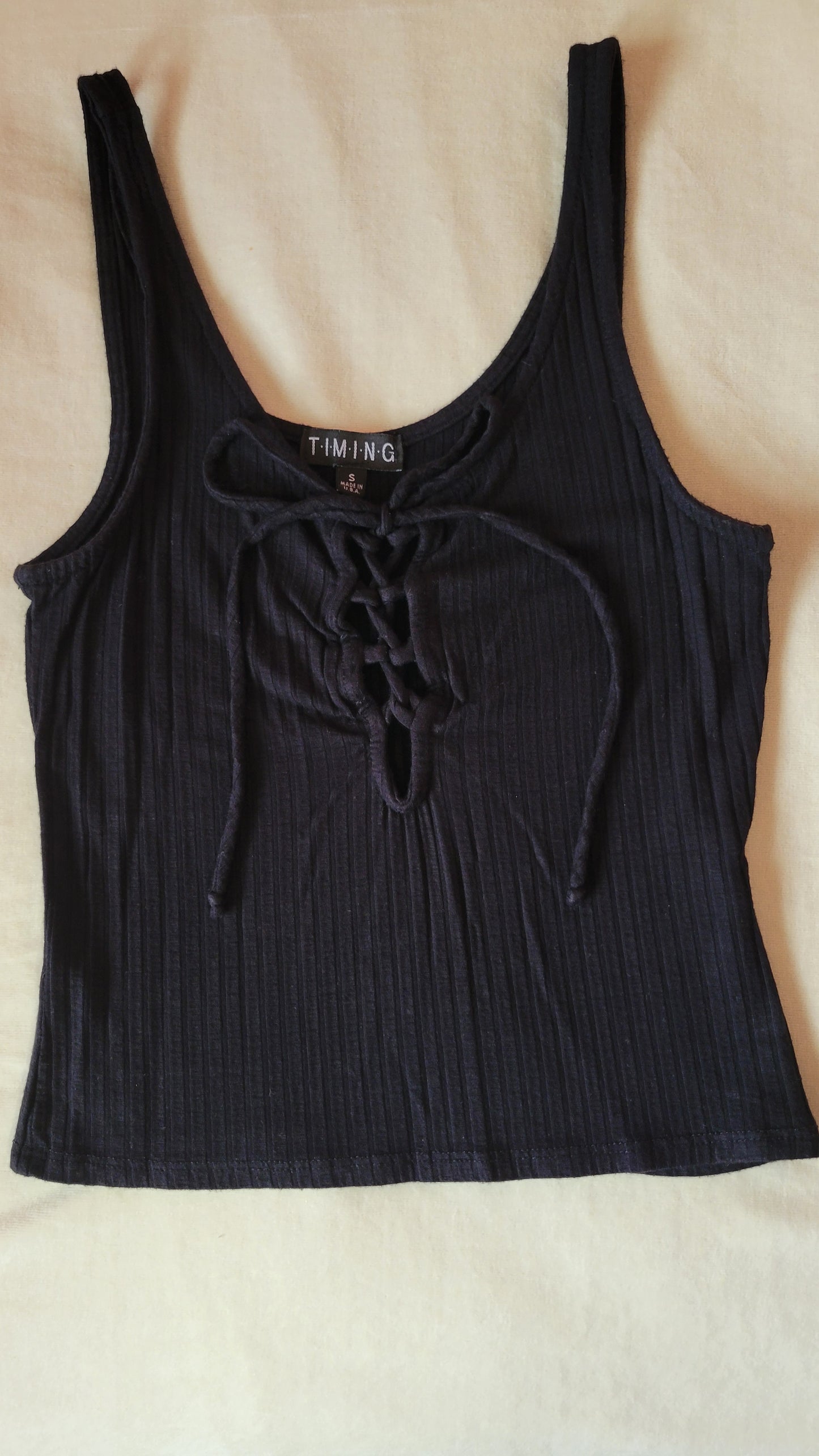 Lace up cropped tank top