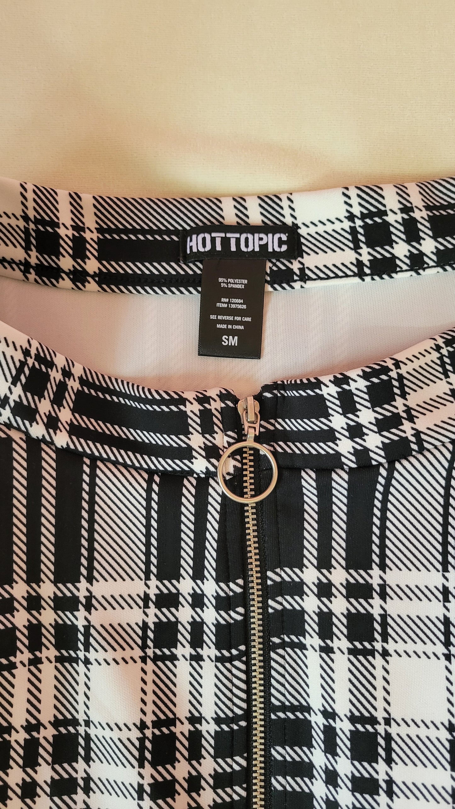 Plaid front-zip skirt