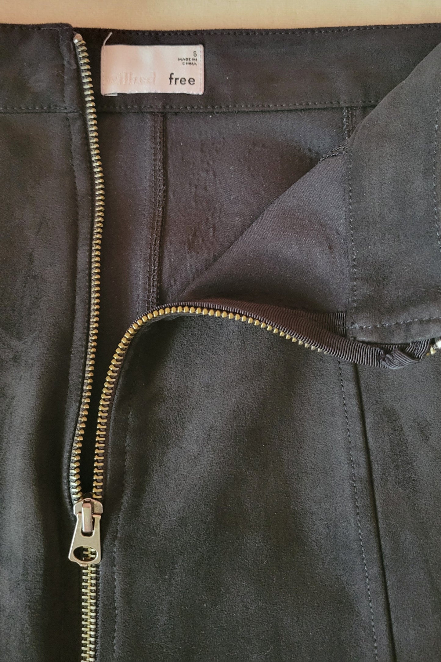 Faux-suade zip up skirt