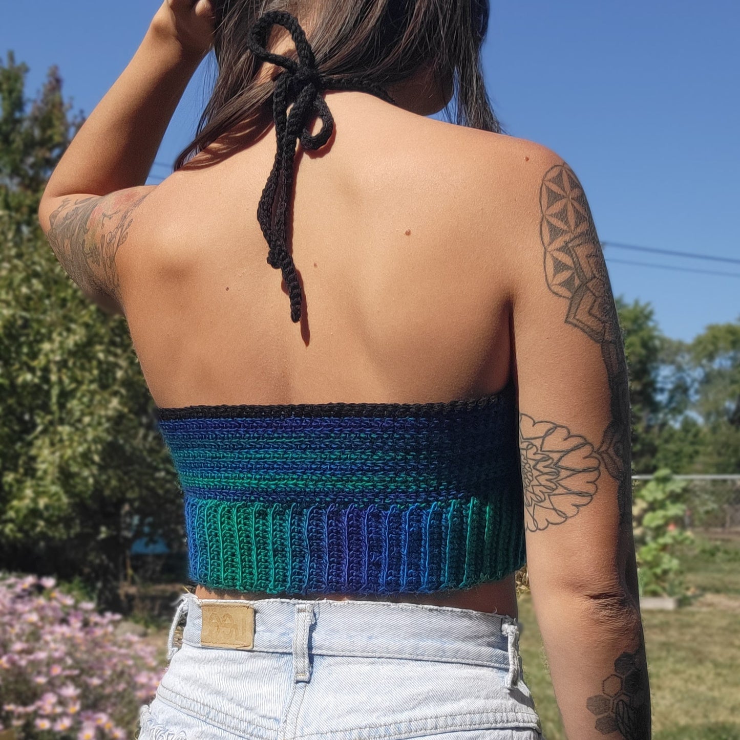 Spirulina cropped halter top