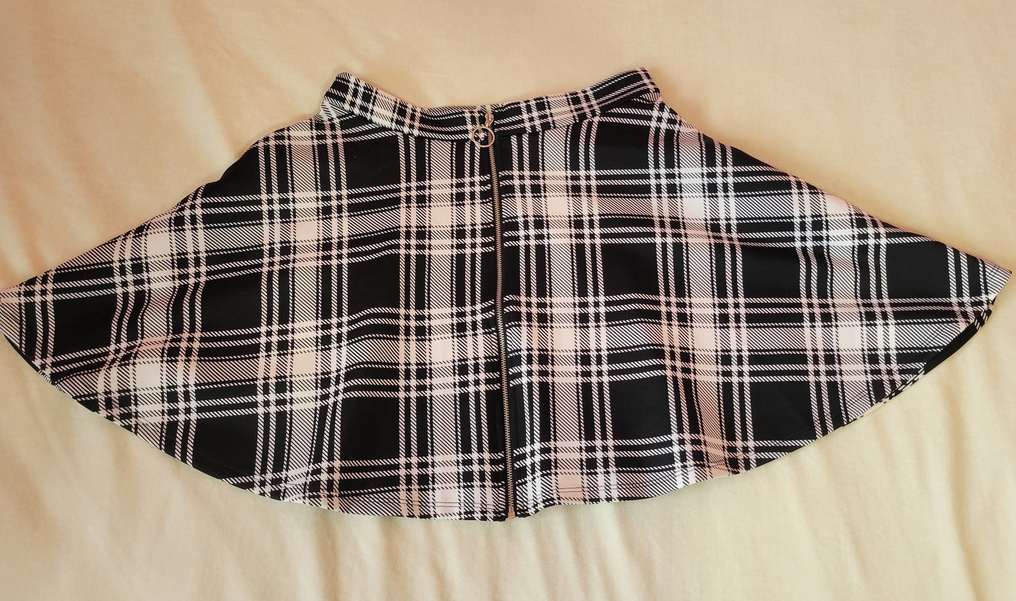 Plaid front-zip skirt