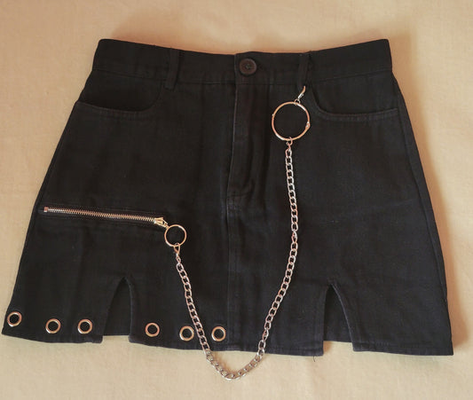 Black denim skirt