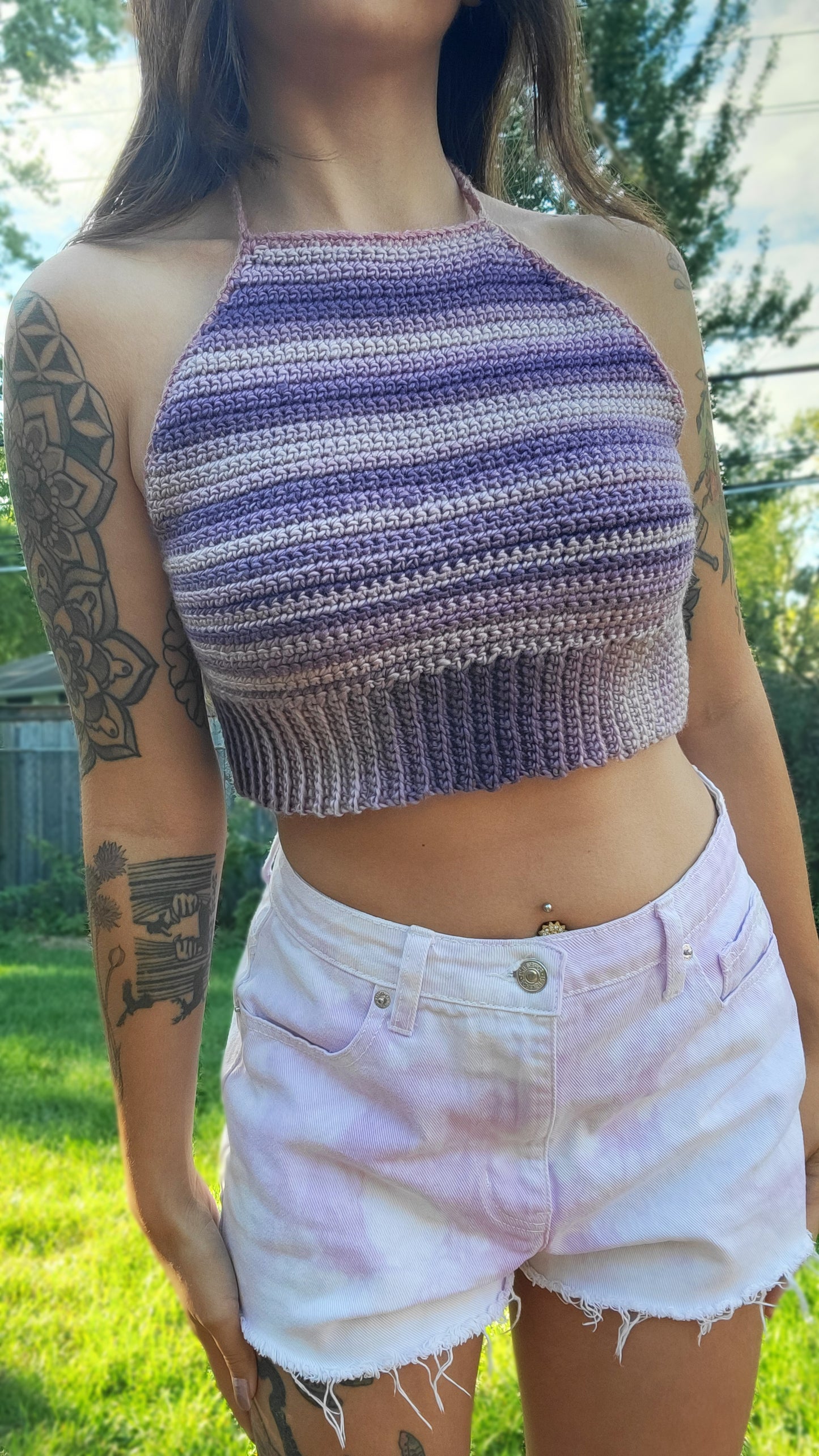 Lilac cropped halter top
