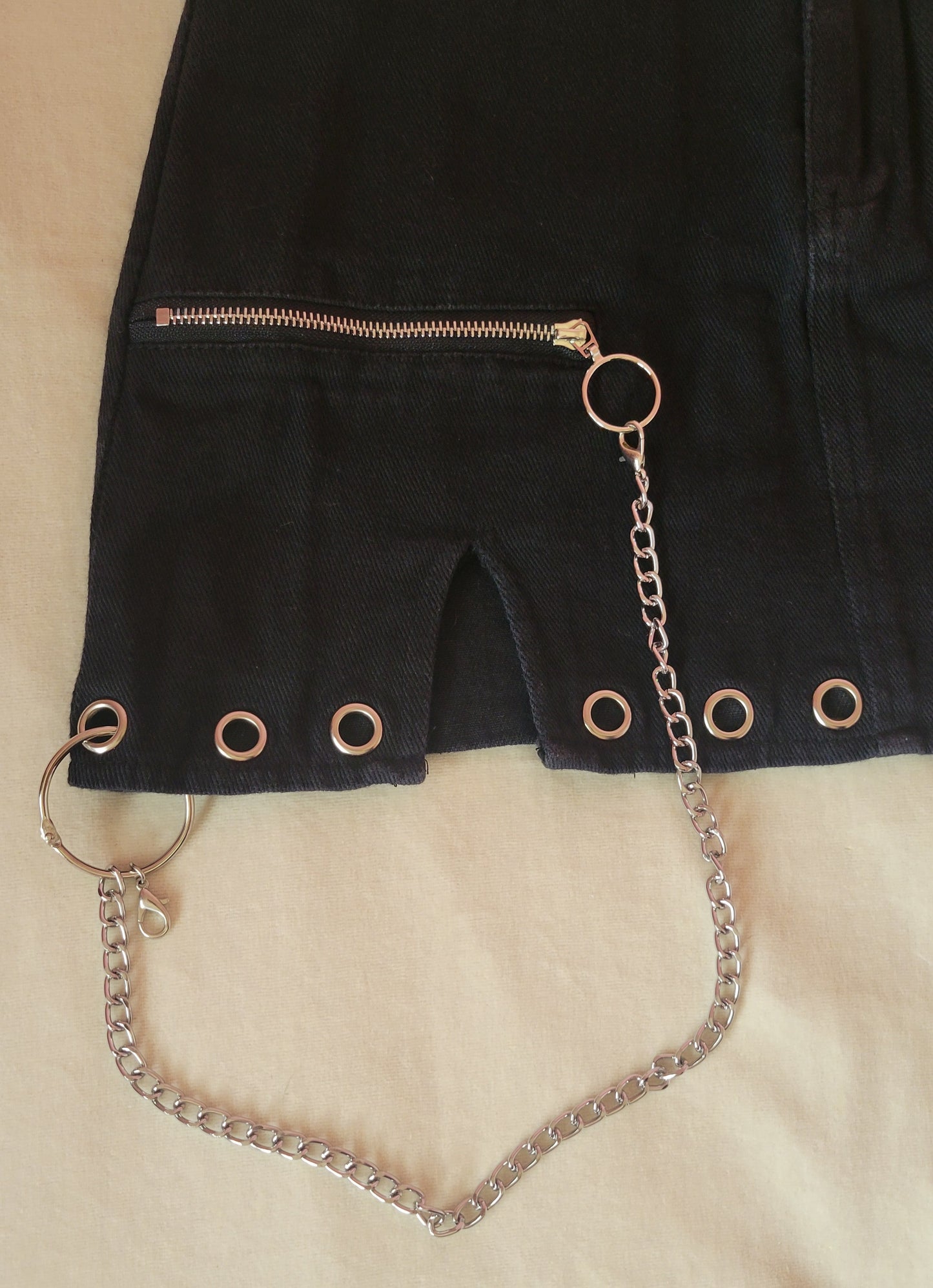 Black denim skirt