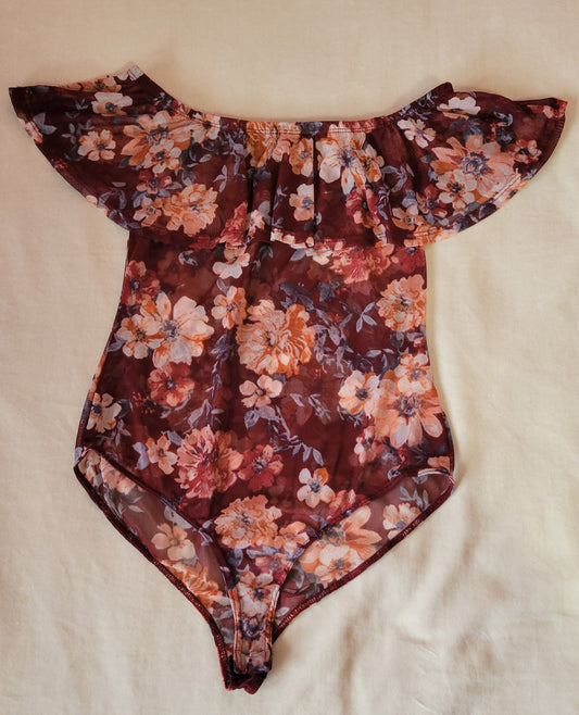 Mesh ruffle bodysuit