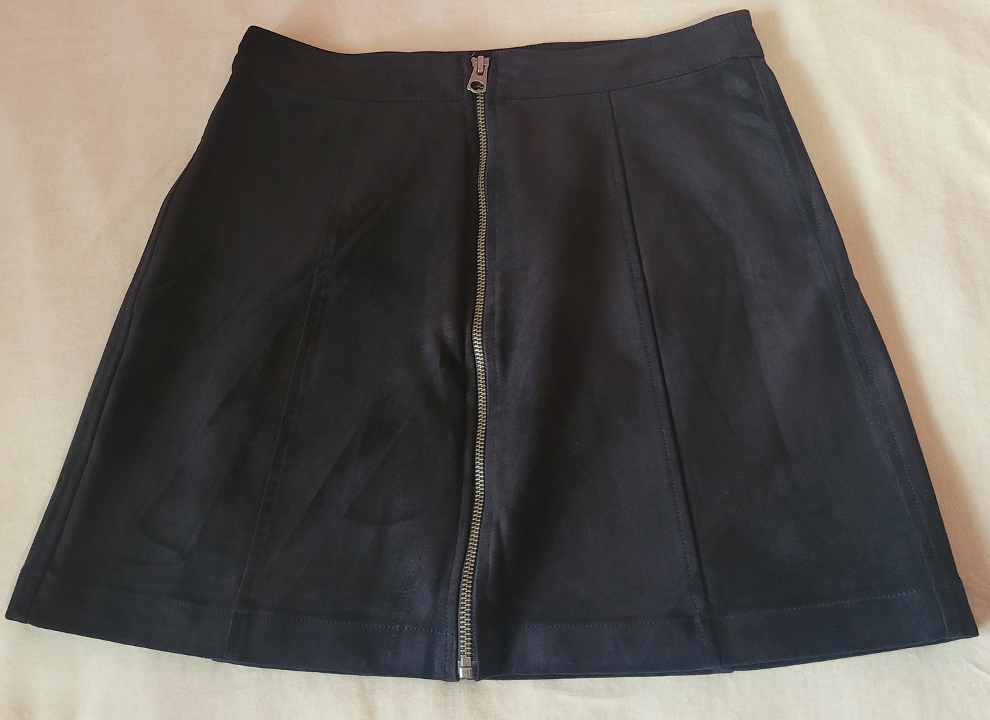 Faux-suade zip up skirt